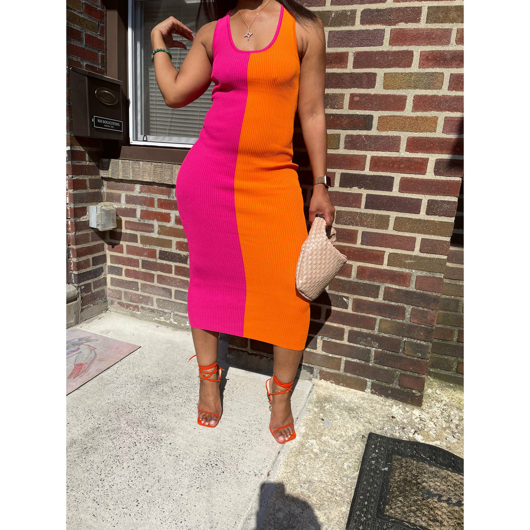 Color Block Midi Dress