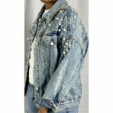 Load image into Gallery viewer, Denim Pearl Jacket - Haus of Reneé Boutique
