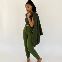 Load image into Gallery viewer, Sweater Weather Lounge Collection- 3pc Cropped Tank &amp; Jogger Set- Army Green
