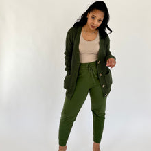 Load image into Gallery viewer, Sweater Weather Lounge Collection- 2pc Cardigan &amp; Jogger Set- Army Green
