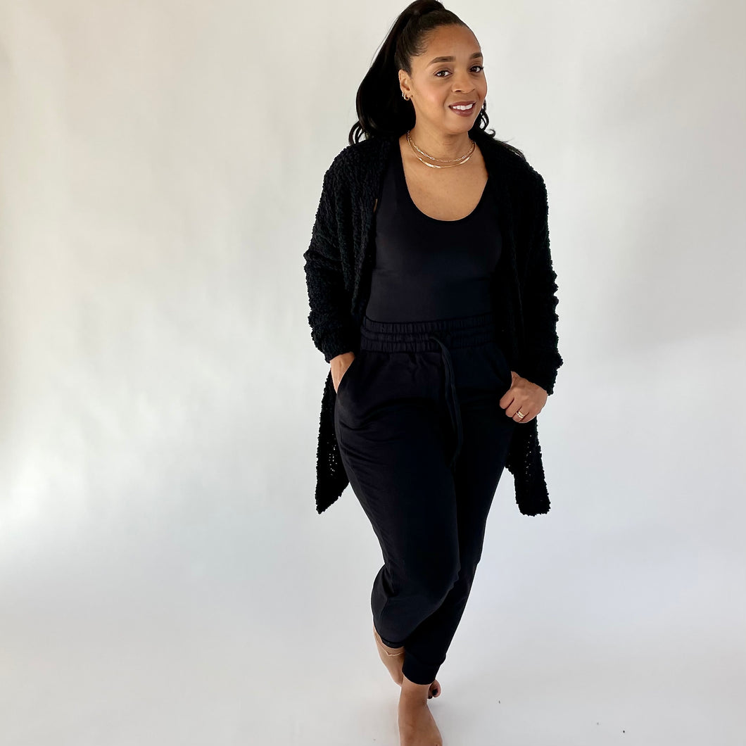 Sweater Weather Lounge Collection- 4pc Legging & Jogger Set-Black