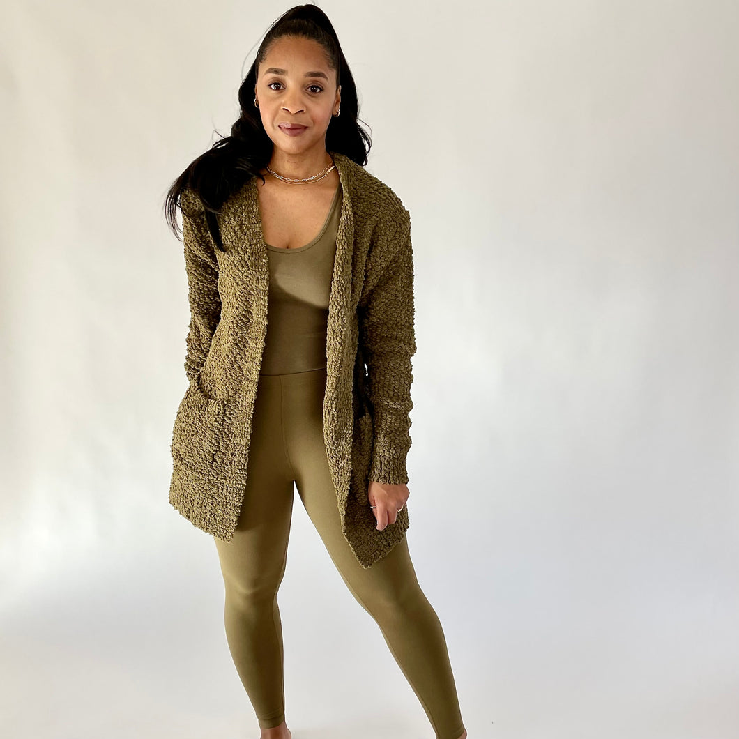 Sweater Weather Lounge Collection- 4pc Legging & Jogger Set-Dusty Olive