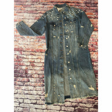 Load image into Gallery viewer, Long Denim Pearl Jacket- Plus
